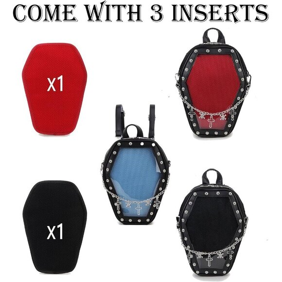 Gothic Coffin Shape Purse Handbag for Women\'s Halloween Shoulder Bag Blue main image 6
